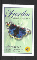 Sweden 1999 MNH Butterflies Booklet Joint Issue With Singapore - Singapur (1959-...)