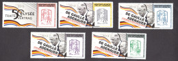 5 Porte-timbres Gommés - 50 Ans Traité De L'Elysée - De Gaulle-Adenauer - Avec TVP Marianne De Ciappa & Kawena Neufs - 2013-2018 Marianne Di Ciappa-Kawena
