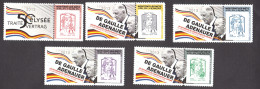 5 Porte-timbres Gommés - 50 Ans Traité De L'Elysée - De Gaulle-Adenauer - Avec TVP Marianne De Ciappa & Kawena Neufs - 2013-2018 Marianne De Ciappa-Kawena