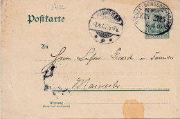 37122# ENTIER POSTAL GERMANIA De FREIBURG Obl DIEUZE BENSDORF LOTHR BAHNPOST ZUG 2725 1907 MOSELLE BENESTROFF MAINVILLER - Lettres & Documents