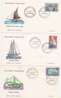 37124# POLYNESIE SERIE COMPLETE EMBARCATIONS Obl PREMIER JOUR PAPEETE BATEAUX 30 AOUT 1966 - FDC