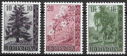 Liechtenstein 1957: WETTERTANNE WILDE ROSEN BIRKEN Zu 301-303 Mi 357-359 Yv 319-321 * Falz MLH (Zumstein CHF 15.00 -50%) - Ungebraucht