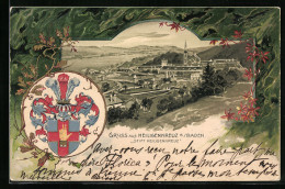 Lithographie Heiligenkreuz B. Baden, Stift Heiligenkreuz, Passepartout Mit Wappen  - Autres & Non Classés