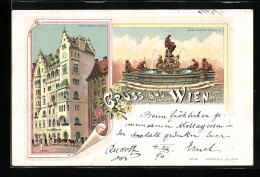 Lithographie Wien, Hotel Meissl Schadn Und Rafael Donner Brunnen  - Otros & Sin Clasificación