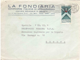 1957 L.25 PRUDENZA SULLA STRADA - 1946-60: Afgestempeld