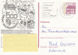 Deutschland. Bildpostkarte 3424 St. Andreasberg - 500 Jahre, Wertstempel 60 Pfg. Burgen Und Schlösser, Serie "r" - Cartes Postales Illustrées - Oblitérées