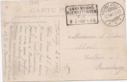 37129# CARTE POSTALE Datée De BERTRANGE Obl LUXEMBURG KLEINBETTINGEN F.C. 1908 AMBULANT Pour RUMELANGE Luxembourg - 1895 Adolfo De Perfíl