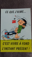 CPM BANDE DESSINEE BD GASTON LAGAFFE FRANQUIN 1993 DALIX  MARSU N° 189 CE QUE J AIME C EST VIVRE A FOND L INSTANT PRESEN - Comicfiguren