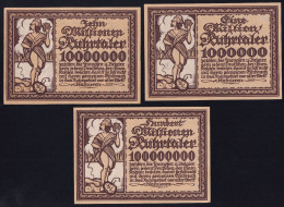 3x Essen: 1 Mio., 10 + 100 Millionen Ruhrtaler - [11] Local Banknote Issues