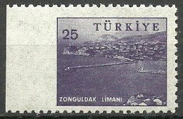 Turkey; 1959 Pictorial Postage Stamp 25 K. ERROR "Imperf. Edge" - Ongebruikt