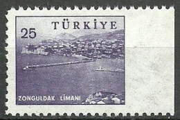 Turkey; 1959 Pictorial Postage Stamp 25 K. ERROR "Imperf. Edge" - Unused Stamps