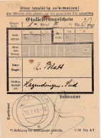 37134# RECU DE MANDAT Obl WOLFISHEIM 1943 BAS RHIN Pour HAGONDANGE MOSELLE TALANGE - Cartas & Documentos