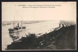 CPA Port Said, Steamer Of Messageries Maritimes In The Canal  - Autres & Non Classés