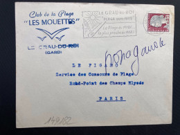 LETTRE CLUB DE LA PLAGE LES MOUETTES TP M DE DECARIS 0,25 OBL.MEC.10-7 1961 LE GRAU DU ROI GARD (30) - Other & Unclassified