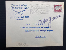 LETTRE CLUB DE LA PLAGE LES MOUETTES TP M DE DECARIS 0,25 OBL.MEC.10-7 1961 LE GRAU DU ROI GARD (30) - Autres & Non Classés