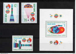 BULGARIE 1979 ESPACE Yvert 2451-2453 + BF 82, MIchel 2766-2768 + Bl 86 NEUF** MNH Cote 6,50 Euros - Unused Stamps