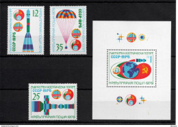 BULGARIE 1979 ESPACE Yvert 2451-2453 + BF 82, MIchel 2766-2768 + Bl 86 NEUF** MNH Cote 6,50 Euros - Nuovi