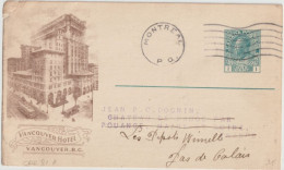 CANADA - 1920 - CP ENTIER ILLUSTREE PUB. PACIFIC RAILWAY COMPANY (VANCOUVER HOTEL) ! De MONTREAL => WIMILLE (P.D.CALAIS) - 1903-1954 De Koningen