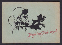Herzlichen Gluckwunsch - Girl And Dog / Postcard Not Circulated, 2 Scans - Silhouettes