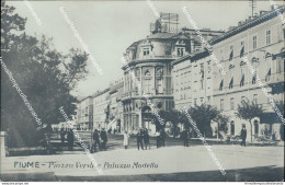 Al650 Cartolina Fotografica Fiume Piazza Verdi E Palazzo Modello Croazia - Andere & Zonder Classificatie