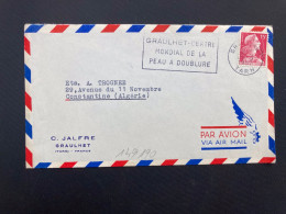 LETTRE C JALFRE Par Avion Pour ALGERIE TP M DE MULLER 15F OBL.MEC.20-3 1957 GRAULHET TARN (81) - 1955-1961 Marianne (Muller)