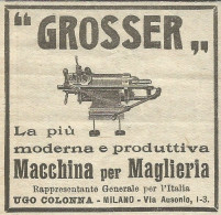 Grosser - Macchine Per Maglieria - Pubblicit� 1924 - Advertising - Publicités