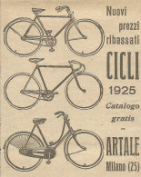 Nuovi Prezzi Cicli ARTALE - Pubblicit� 1924 - Advertising - Publicités