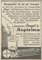 Compresse Di Aspirina BAYER - Pubblicit� 1926 - Advertising - Publicités