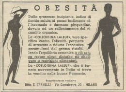 Colloidina Laleuf Contro L'obesit� - Pubblicit� 1949 - Advertising - Publicités
