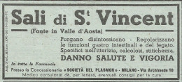 Sali Di St. Vincent - Pubblicit� 1936 - Advertising - Advertising