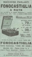 Macchine Parlanti FONOCASTIGLIA - Pubblicit� 1930 - Advertising - Advertising