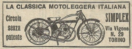 Motoleggera Simplex - Pubblicit� 1930 - Advertising - Advertising