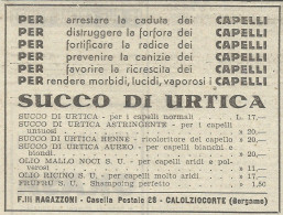 Succo Di Urtica Arresta Caduta Capelli - Pubblicit� 1939 - Advertising - Advertising