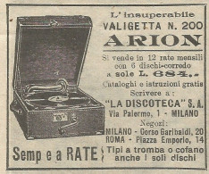 L'insuperabile Valigetta ARION La Discoteca - Pubblicit� 1930 - Advertis. - Advertising