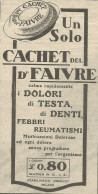 Cachet Del Dr. Faivre - Pubblicit� 1930 - Advertising - Advertising