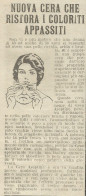 Cera Aseptine Per Il Viso - Pubblicit� 1926 - Advertising - Advertising