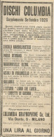 Dischi COLUMBIA - Pubblicit� 1926 - Advertising - Advertising