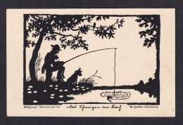 Fishing / Postcard Circulated, 2 Scans - Silhouettes