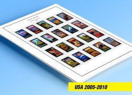 COLOR PRINTED USA 2005-2010 STAMP ALBUM PAGES (90 Illustrated Pages) >> FEUILLES ALBUM - Pre-printed Pages