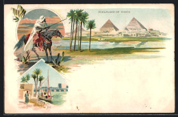 Lithographie Kairo, Pyramiden Von Gizeh, Pont De Kasr  - Sonstige & Ohne Zuordnung