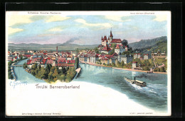 Künstler-Lithographie C. Steinmann: Thun, Gesamtansicht Der Stadt, Dampfer  - Altri & Non Classificati