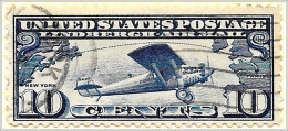 US 1927 Air Mail Stamp, Charles Lindbergh, Spirit Of St. Louis, Scott C10, Used - Gebruikt