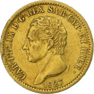 États Italiens, SARDINIA, Carlo Felice, 20 Lire, 1827, Turin, Or, TTB, KM:118.1 - Piémont-Sardaigne-Savoie Italienne