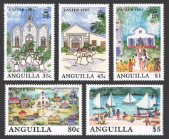 Anguilla 844-848,MNH.Michel 864-868. Easter 1992.Church,angels,village,sailboats - Anguilla (1968-...)