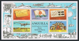 Anguilla 428a Sheet,MNH.Michel Bl.35. Separation From St Kitts-Nevis,1980.Plane, - Anguilla (1968-...)