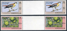 Anguilla 387-388 Gutter,MNH.Michel 385-386. Scouting-50,1980.Sparrow Hawk,Fruit. - Anguilla (1968-...)