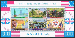 Anguilla 222a Sheet, MNH. Michel Bl.9. USA-200, 1976. Statue Of Liberty, Map, - Anguilla (1968-...)
