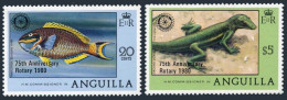 Anguilla 389-390, MNH. Michel 387-388. Rotary Intl,75th Ann. Parrot-fish,Lizard. - Anguilla (1968-...)