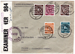 1946, Selt. Zensur-L1 CONDEMNED Auf Portorichtigem Brief V. Hannover I.d. CSSR - Altri & Non Classificati