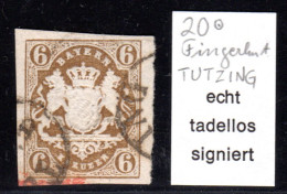 Bayern 20, Breitrandige 6 Kr. Braun M. Fingerhutstpl. TUTZING (Sem 200). Geprüft - Gebraucht